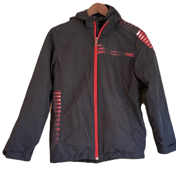 Spyder Reckon Ski Jacket Coat Black and Red Boys Unisex Size L 14-16 Shell Only
